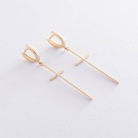 Серьги "Кресты" в желтом золоте - Серьги "Кресты" в желтом золоте