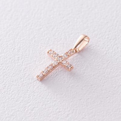 Золотой крестик с белыми фианитами Золотой крестик с белыми фианитами - Интернет магазин Mono