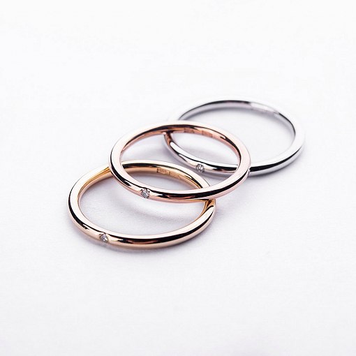 Каблучка Мінімалізм в червоному золоті (з діамантом) обрб0004 5