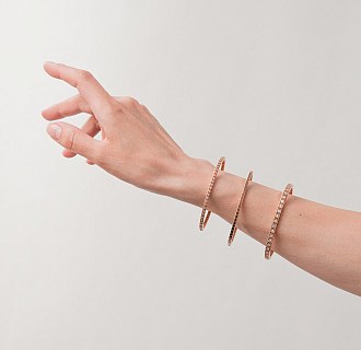 Жесткий золотой браслет "Кубики" (фианиты) б05616 №2