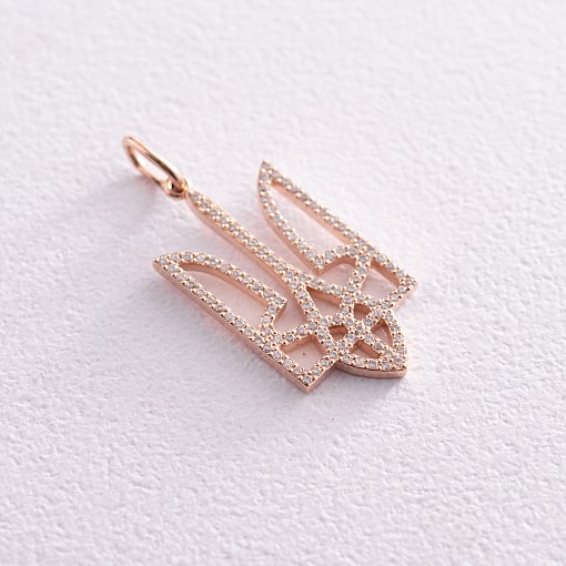 Кулон "Герб Украины - Тризуб" с бриллиантами (красное золото) 129882421