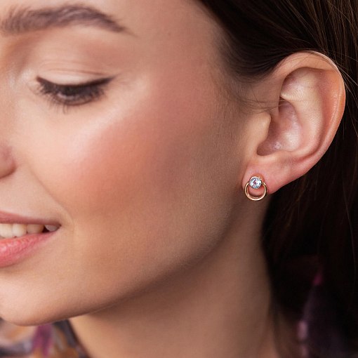 Серьги - пусеты "Эйприл" с топазами (красное золото) с08230 4