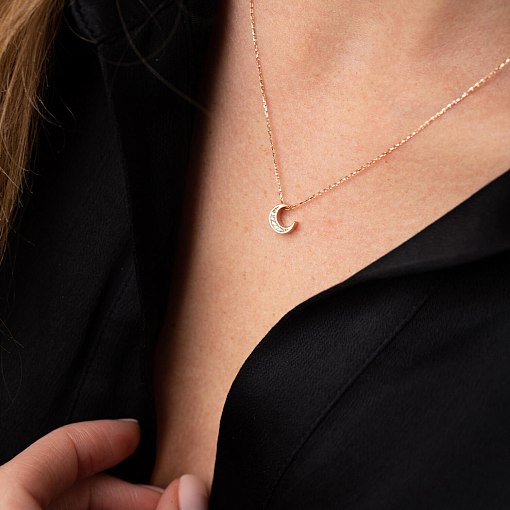 Колье "Луна" с фианитами (красное золото) кол02309 2