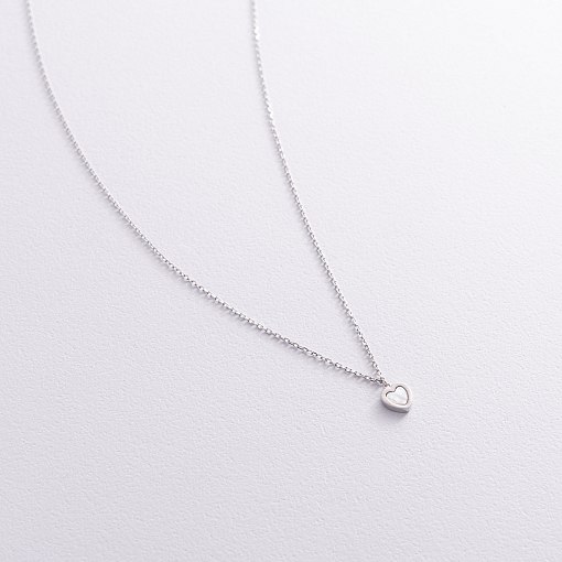 Колье "Сердечко" с перламутром (белое золото) кол02555