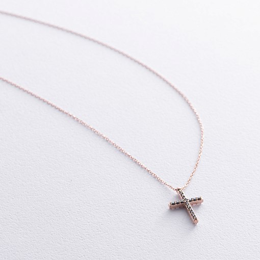 Золоте кольє з хрестиком (чорні та білі фіаніти) кол00807 5