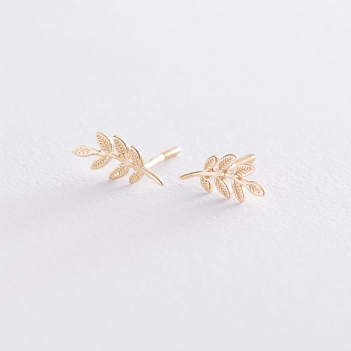 Золотые серьги - пусеты "Веточки" с06736