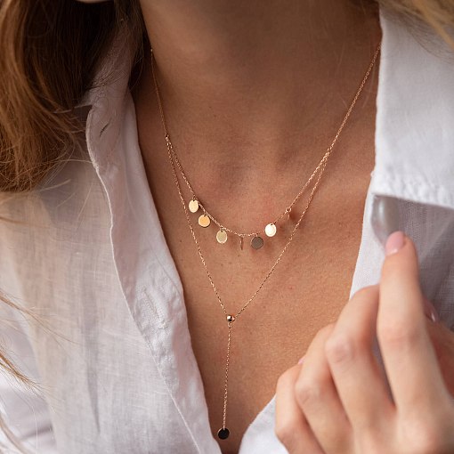 Двойное колье - галстук "Монетки" в красном золоте кол02284 12