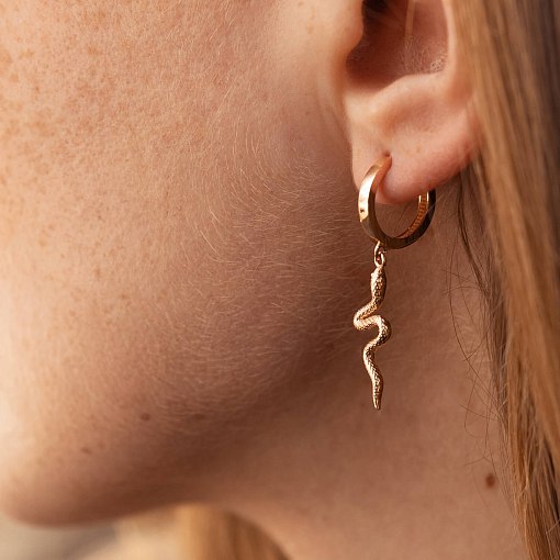 Серьги - кольца "Змеи" в красном золоте с08015 4