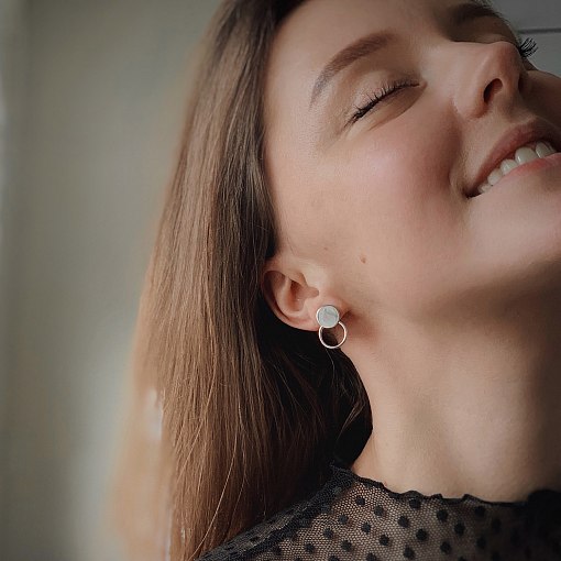 Золотые серьги-пусеты "Круги" с06687 5