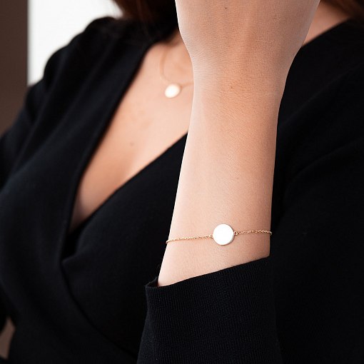 Браслет "Монетка" в желтом золоте (возможна гравировка) б04916 11