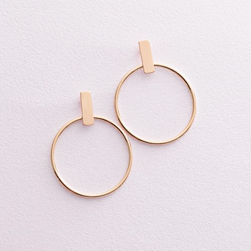 Серьги - пусеты "Уверенность" в желтом золоте с07749 13