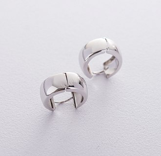 Золотые серьги-кольца без камней с02964 №2