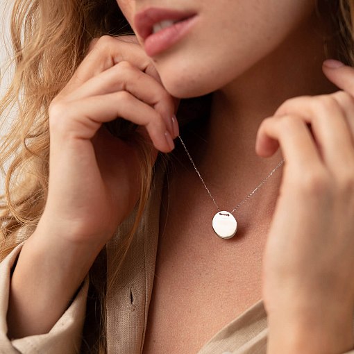 Колье "Монетка" в белом золоте (возможна гравировка) кол02277 4