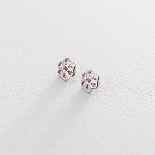 Серьги-пусеты Крестики в белом золоте с05340 3