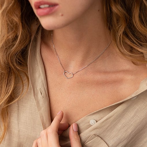 Колье "Сердечко" в белом золоте кол02472 6