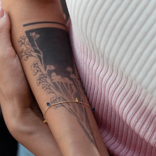 Золотой браслет "Украинка" (синие и желтые фианиты) б05116 8