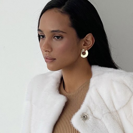 Серьги-пусеты Головокружение из желтого золота (блестящие) с06490 2