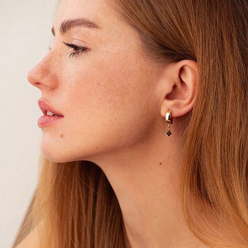 Серьги "Кубики" в желтом золоте с08901 2