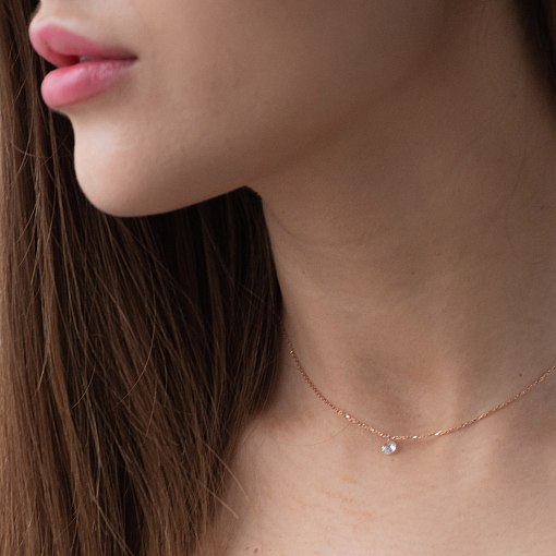 Кольє в червоному золоті з одним фіанітом кол01812 4