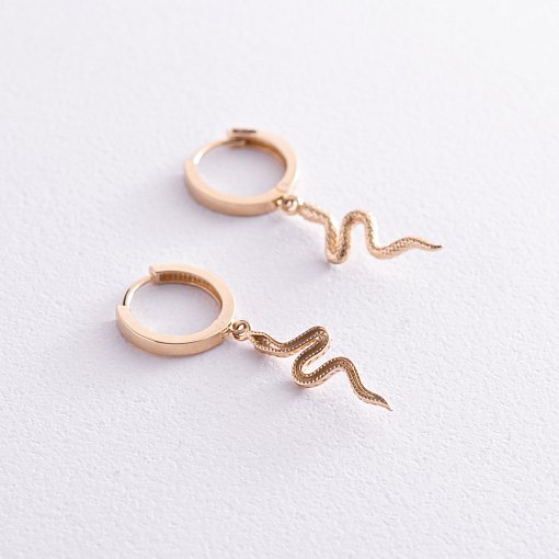 Серьги - кольца "Змеи" в желтом золоте с08022 6