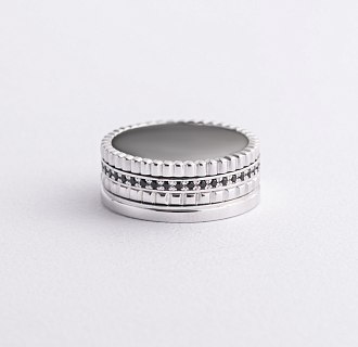 Золотое кольцо "Sharon" с черными фианитами к08301