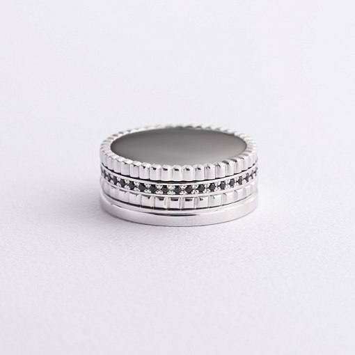 Золотое кольцо "Sharon" с черными фианитами к08301