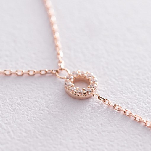 Колье "Кружочки" в красном золоте (фианиты) кол01830 3