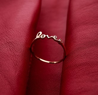 Кольцо "Love" в красном золоте с фианитом к06797 №6