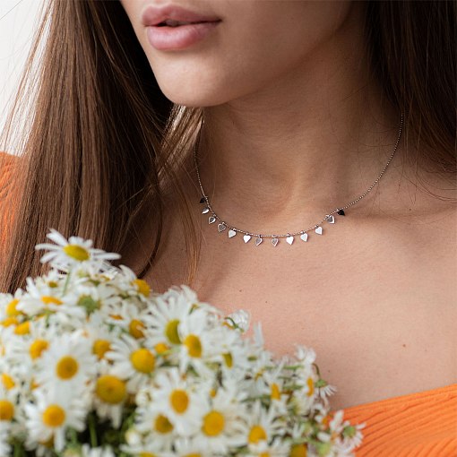 Золотое колье с сердечками кол01396 5