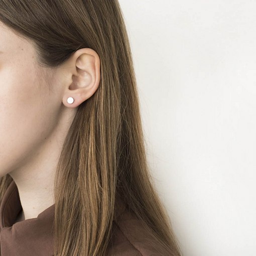 Гвоздики в белом золоте Круг (плоские) с05886 3