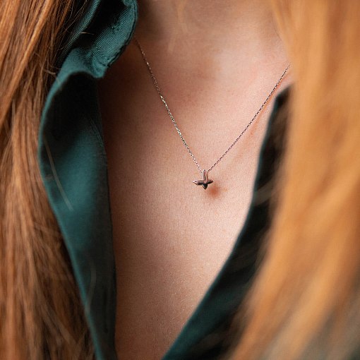 Колье "Бабочка" в белом золоте кол02148 3