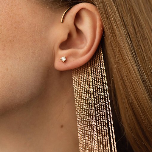 Серьга - каффа "Неповторимость" в красном золоте с07559 3