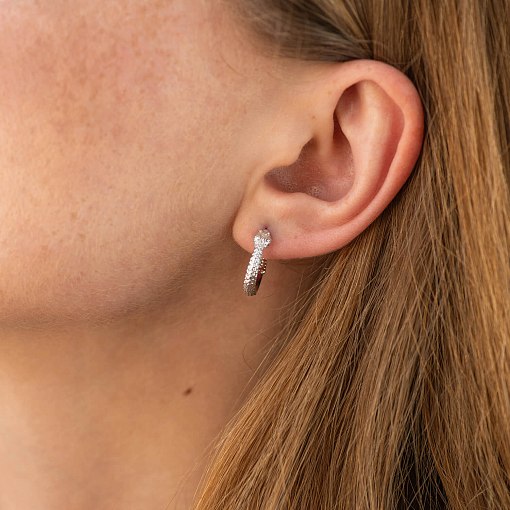 Серьги - пусеты "Гремучие змеи" в белом золоте с09077 2