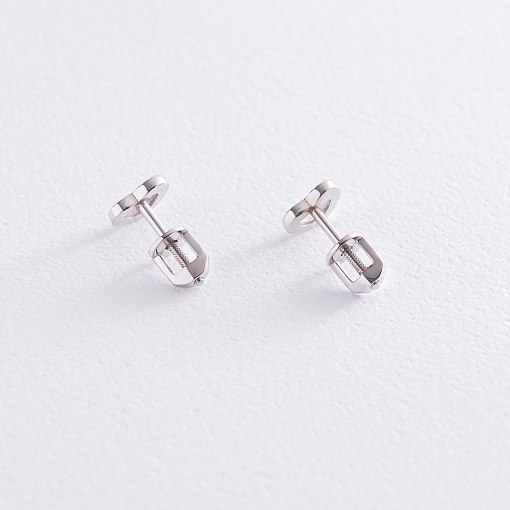 Серьги - пусеты "Сердечки" в белом золоте с06916 2