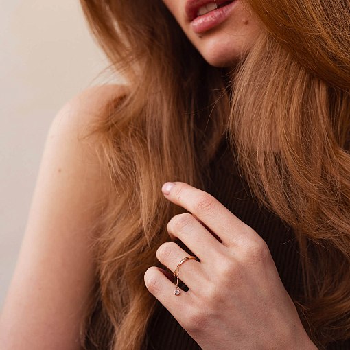 Золота каблучка з підвіскою (фіаніт) к06996 6