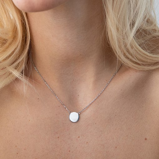 Колье "Монетка" в белом золоте (возможна гравировка) кол02042 6