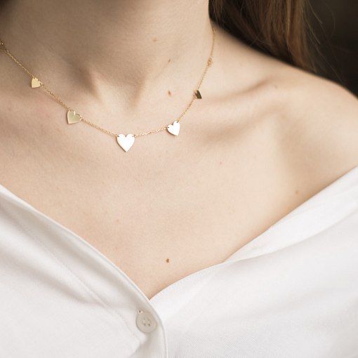 Золотое колье с сердечками кол01446 2