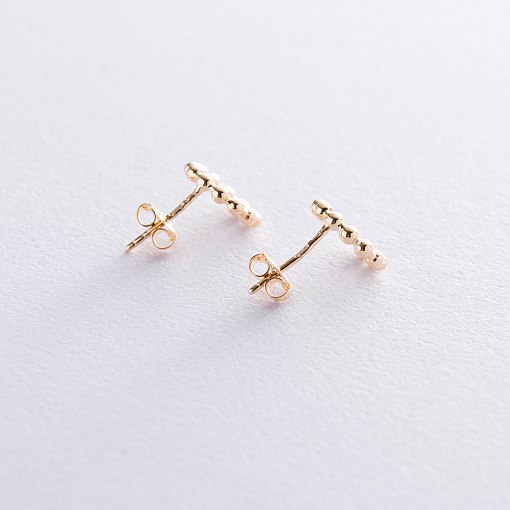 Серьги-пусеты "Гармония" в желтом золоте с06898 2