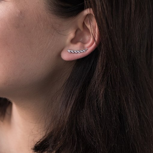 Серьги Листики в белом золоте с06267 3