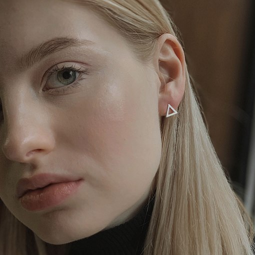 Золотые серьги-пусеты "Треугольники" с06413 5