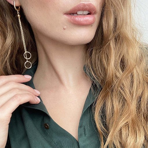 Золотые серьги "Круговорот на цепочке" с07310 4