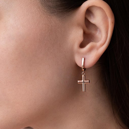 Золотые серьги "Крестики" с07769 2
