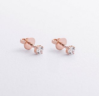 Сережки - пусети з фіанітами (червоне золото) с06068 №2