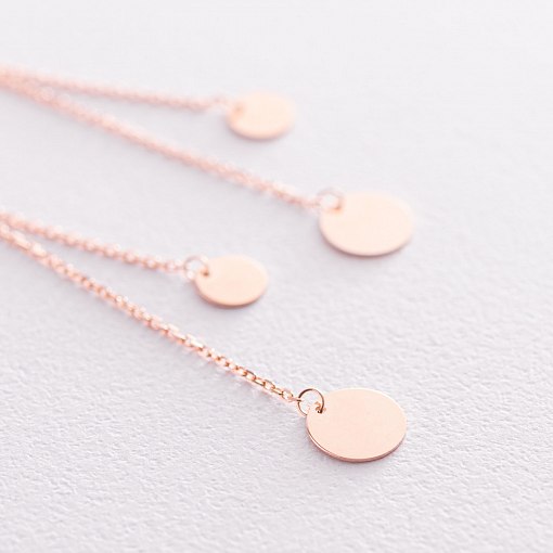 Золотые серьги "Монетки на цепочке" с07386 3