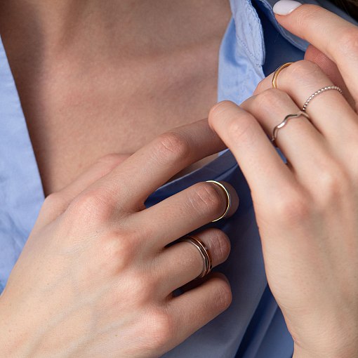 Золота каблучка з фіанітами в стилі мінімалізм к06556 5