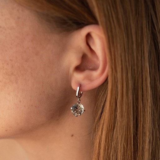 Золотые серьги "Влечение" с зеленым аметистом с05292 2