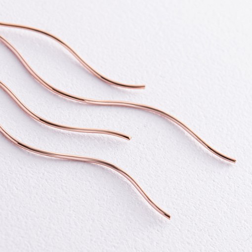 Серьги - протяжки "Завиток" из красного золота с00945 3