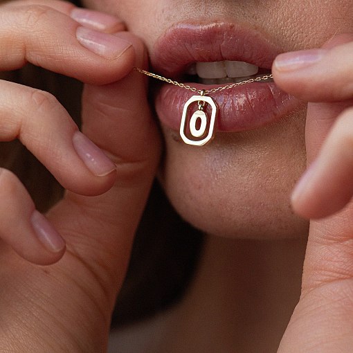 Колье с буквой "О" в желтом золоте кол02463о 2