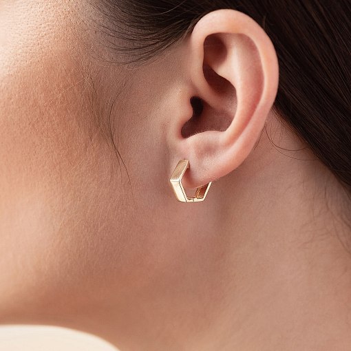 Серьги "Шестиугольники" в желтом золоте с08393 2