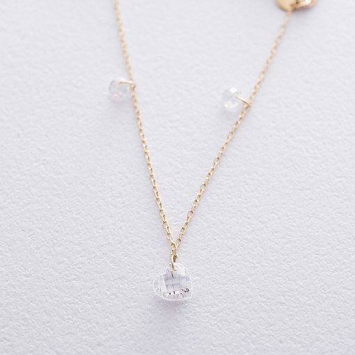 Двойной браслет Монетки с фианитами в желтом золоте б04292 2